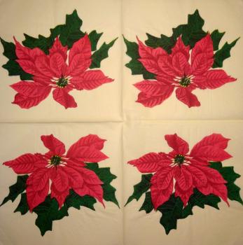 085 Christmas Flowers - 3-ply (cream/Edge grün) - Ihr